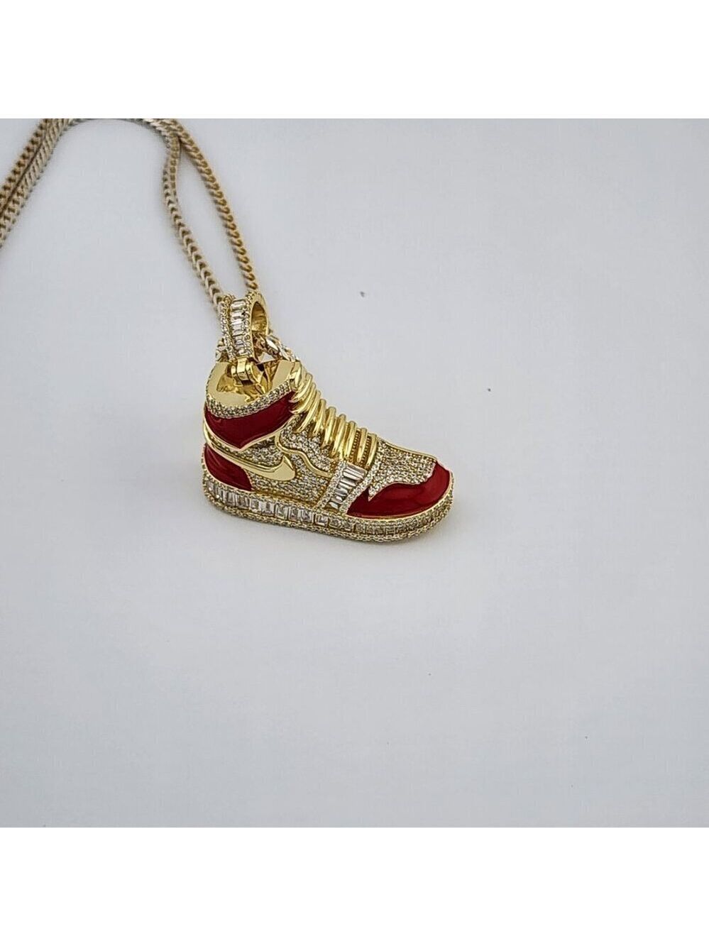 Brand New Sterling Silver 925 Red Cz Sneaker Necklace - Picture 12 of 12